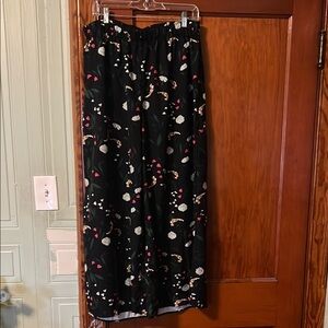 Black Floral Wide Leg Pants